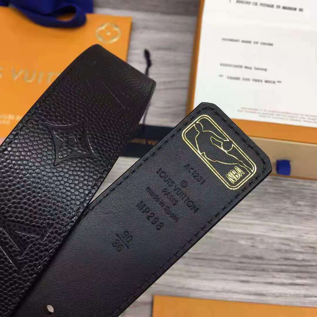 Louis Vuitton LV x NBA LV Initiales Reversible Belt 40 MM Monogram Black in Leather with Gold-tone - FashionPlug