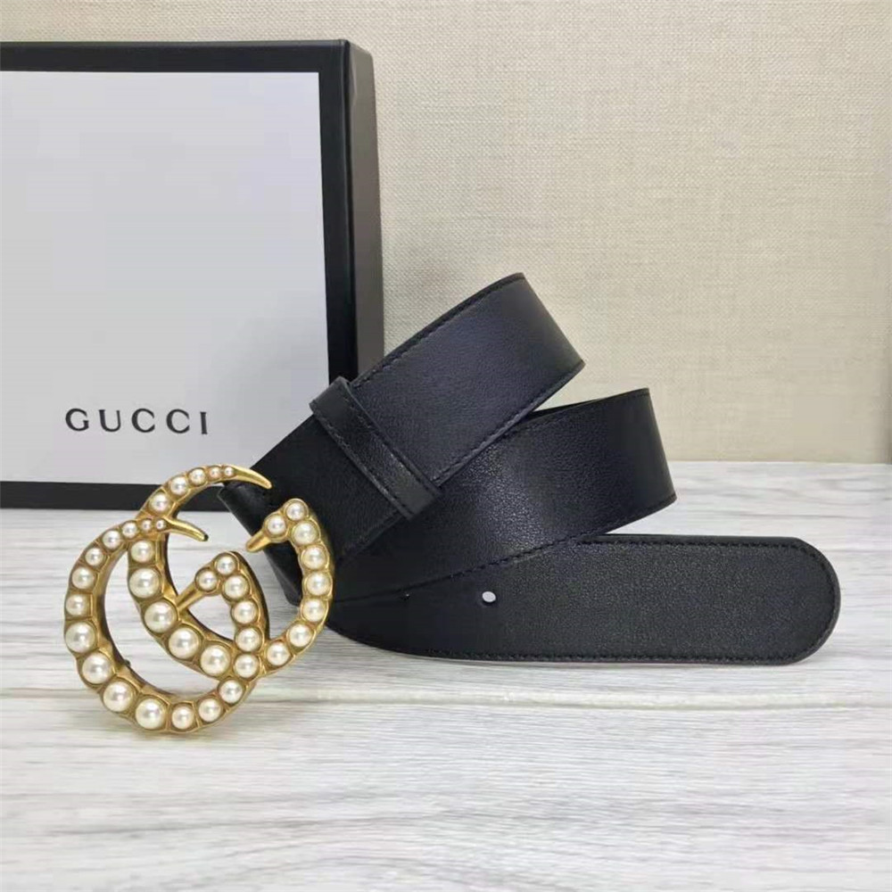 Gucci GG Pearl Black Belt  - FashionPlug