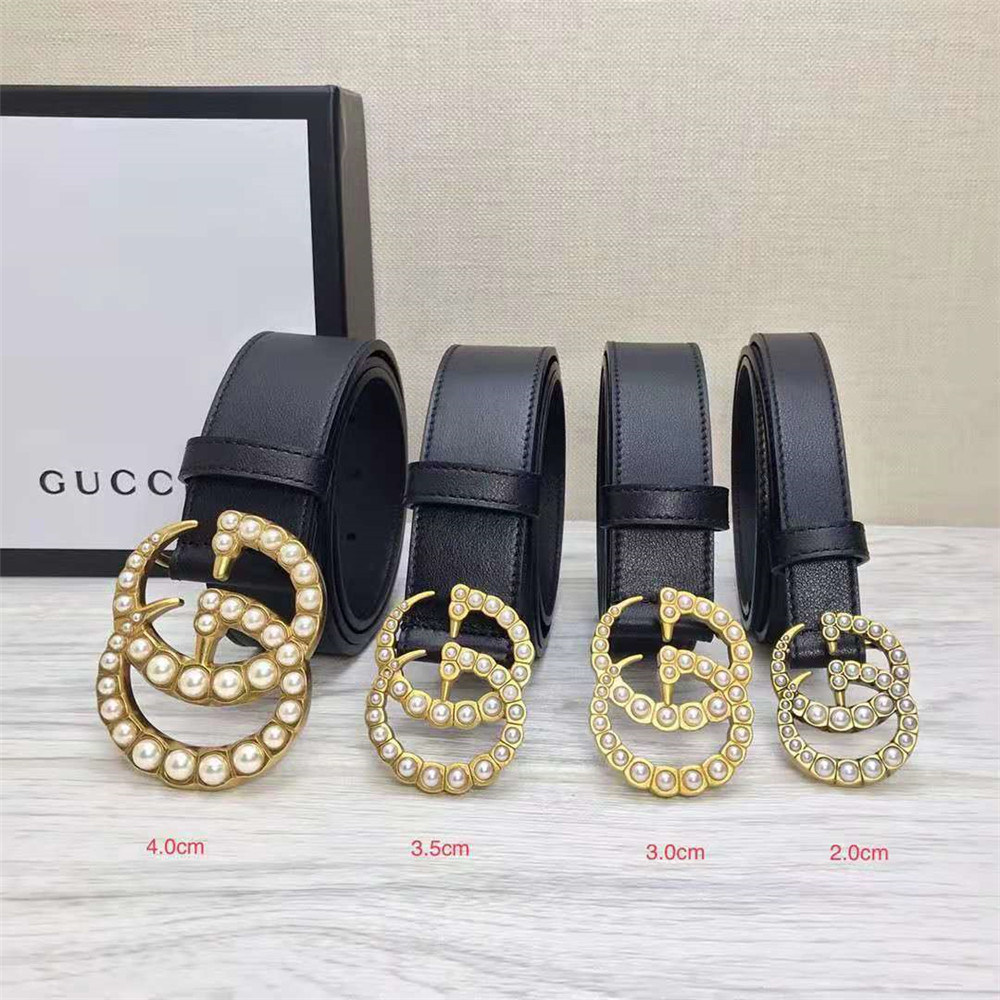 Gucci GG Pearl Black Belt  - FashionPlug