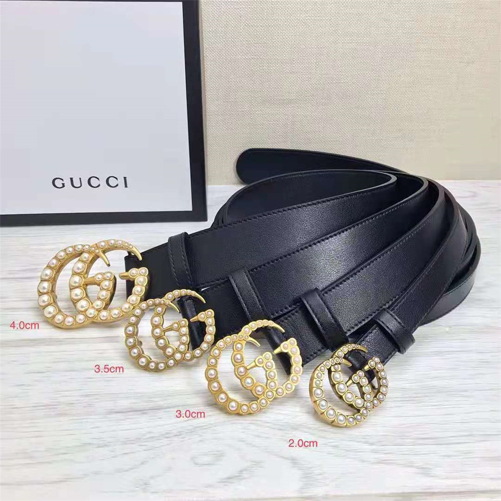 Gucci GG Pearl Black Belt  - FashionPlug