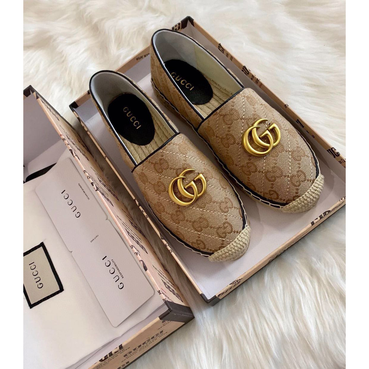 Gucci Women's GG Matelassé Canvas Espadrille - FashionPlug