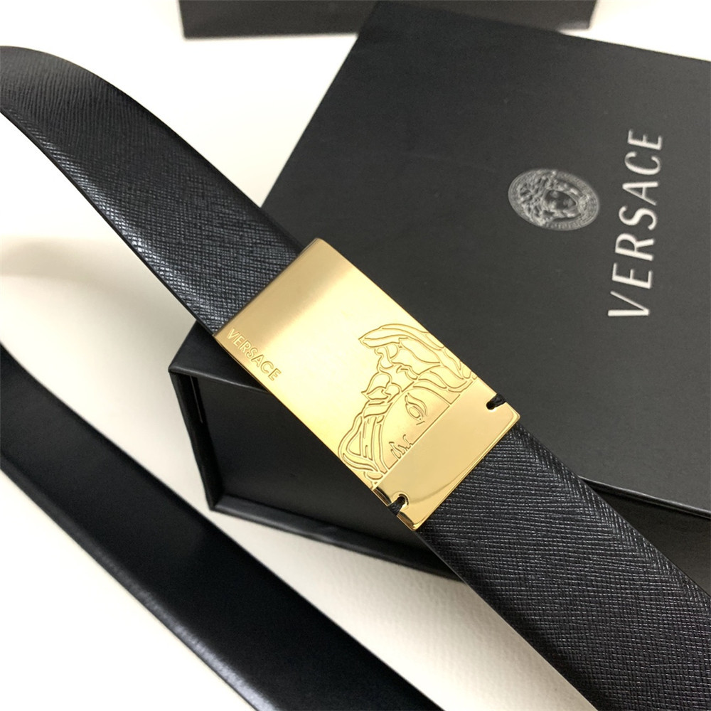 Versace 35MM Black Leather Belt (Men) - FashionPlug