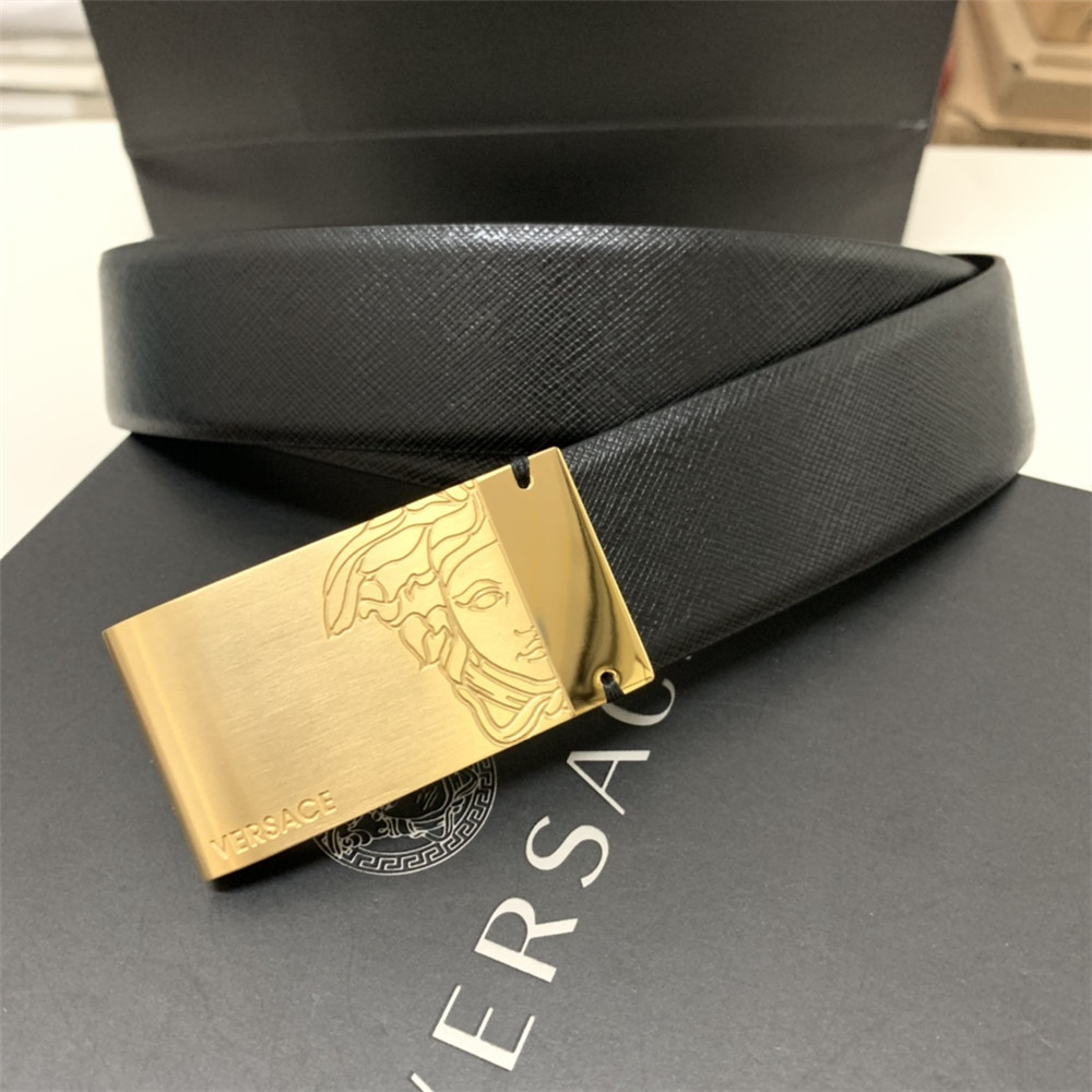 Versace 35MM Black Leather Belt (Men) - FashionPlug