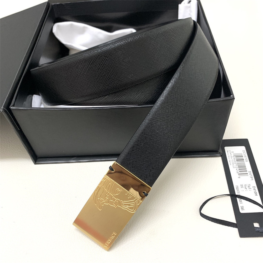 Versace 35MM Black Leather Belt (Men) - FashionPlug