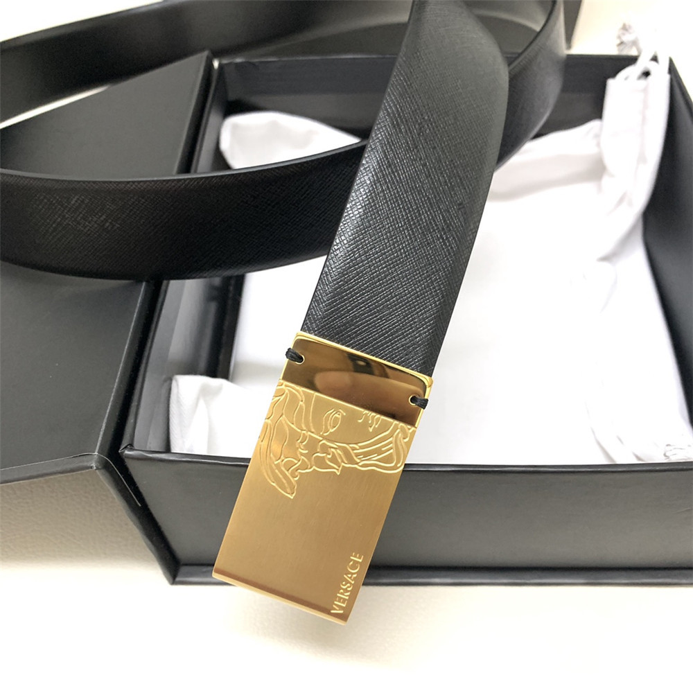 Versace 35MM Black Leather Belt (Men) - FashionPlug