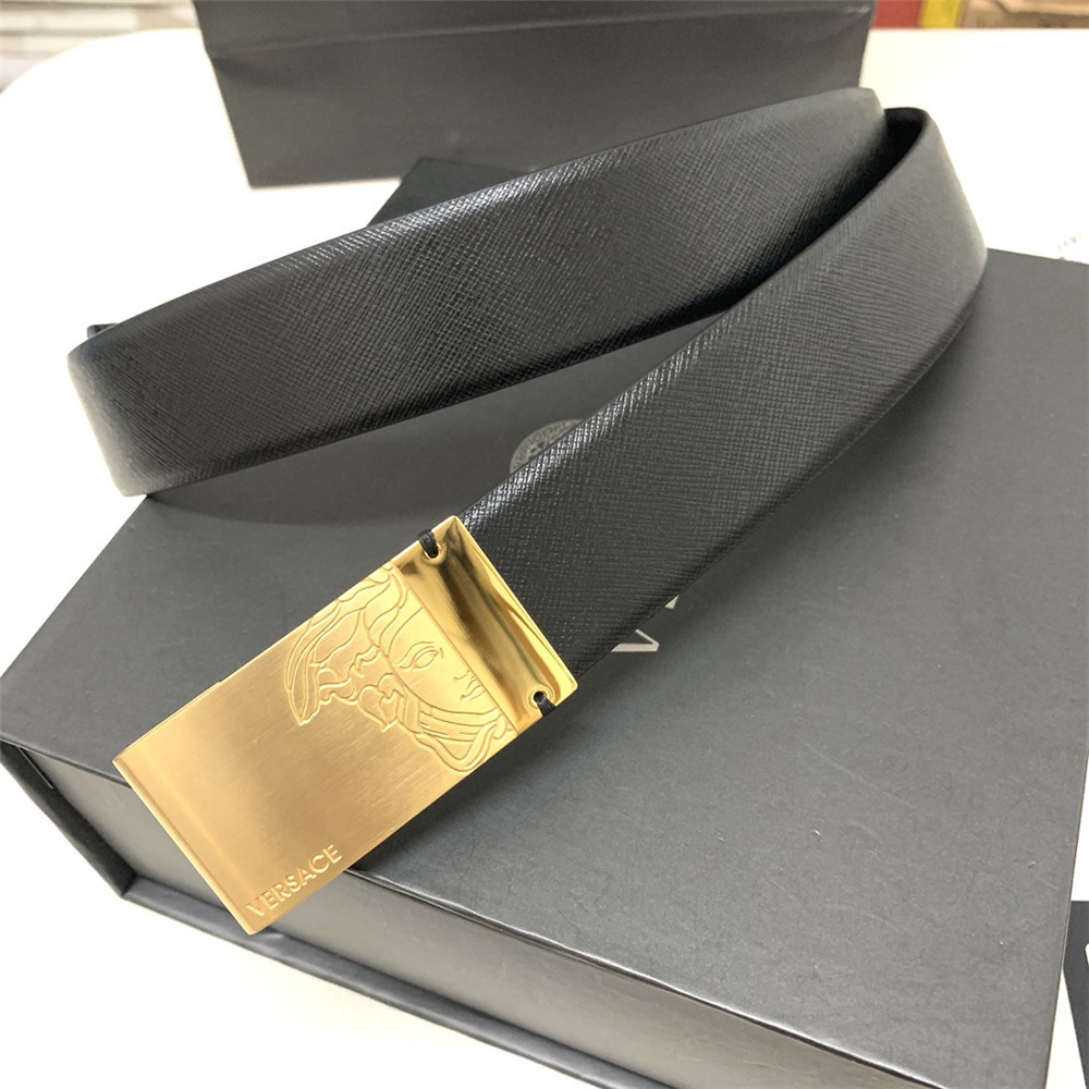 Versace 35MM Black Leather Belt (Men) - FashionPlug