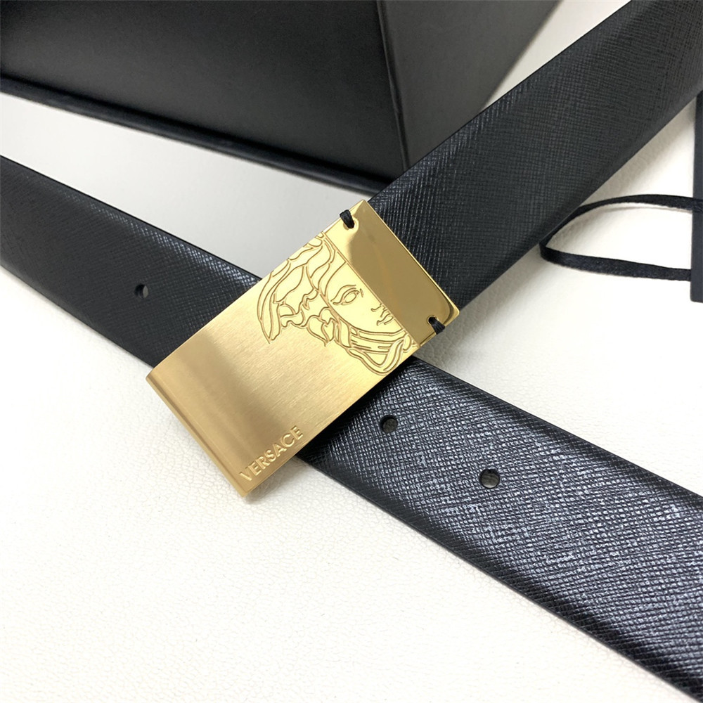 Versace 35MM Black Leather Belt (Men) - FashionPlug