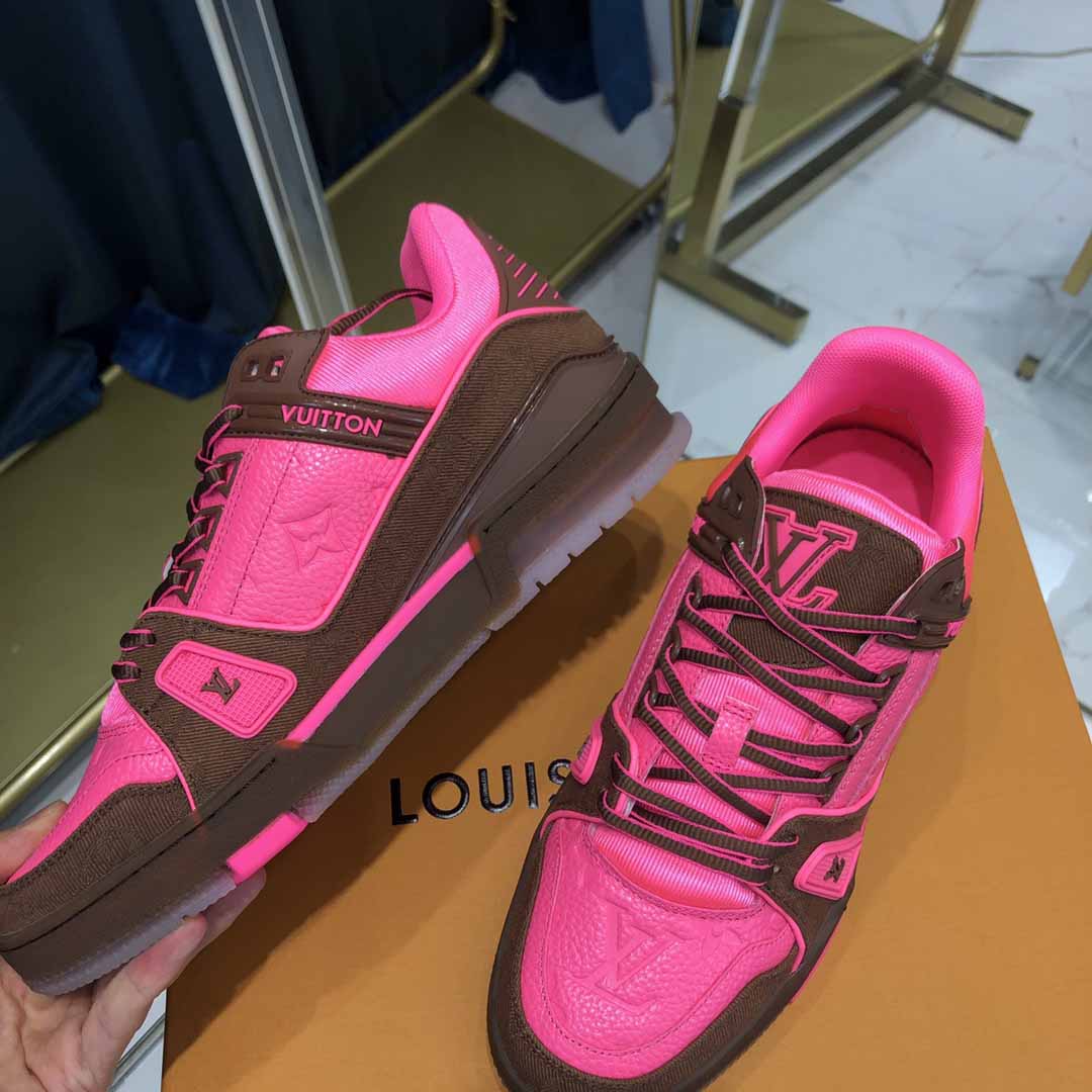 Louis Vuitton Trainer Sneaker Pink - FashionPlug