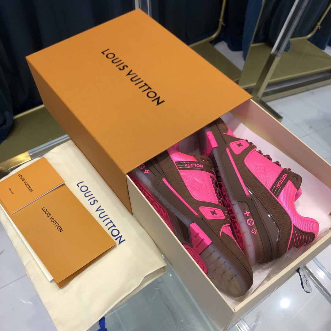 Louis Vuitton Trainer Sneaker Pink - FashionPlug