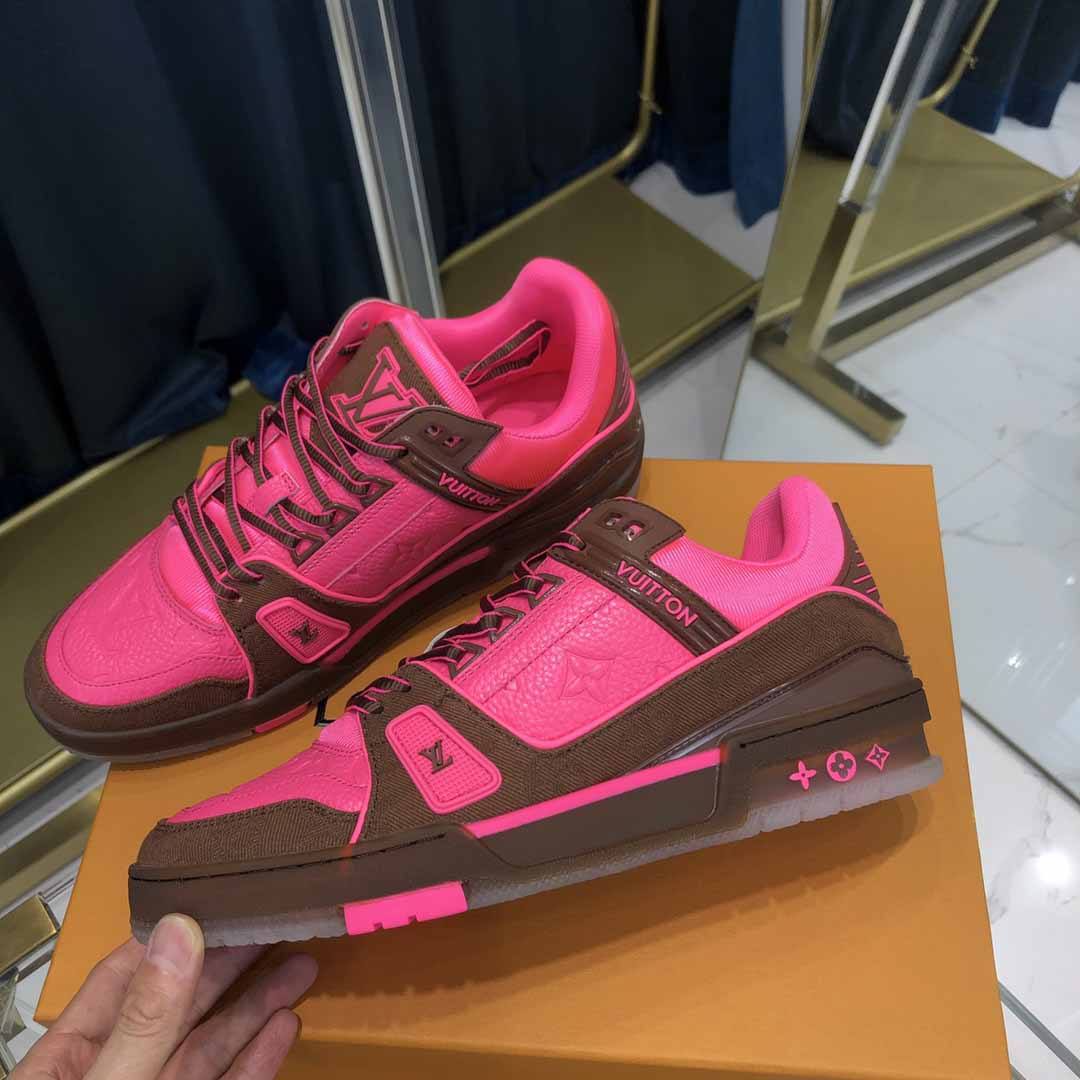 Louis Vuitton Trainer Sneaker Pink - FashionPlug