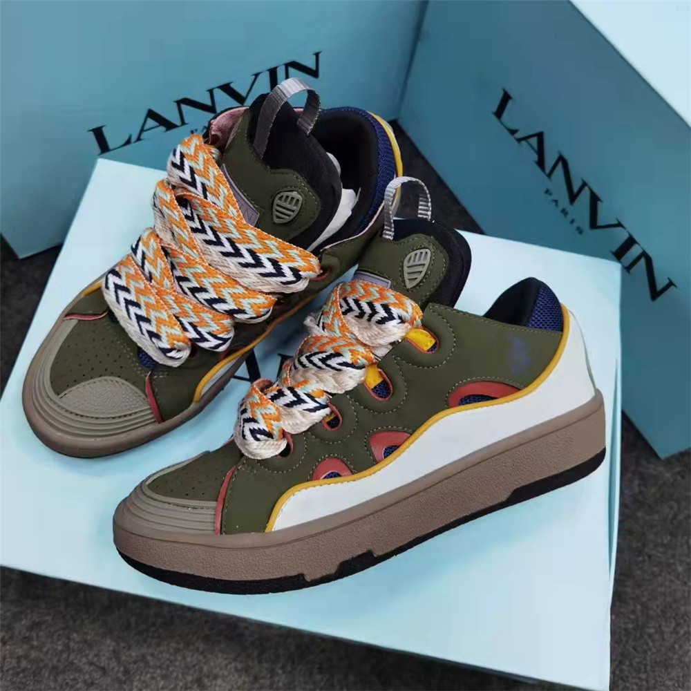 Lanvin Curb Sneaker In Olive Green - FashionPlug