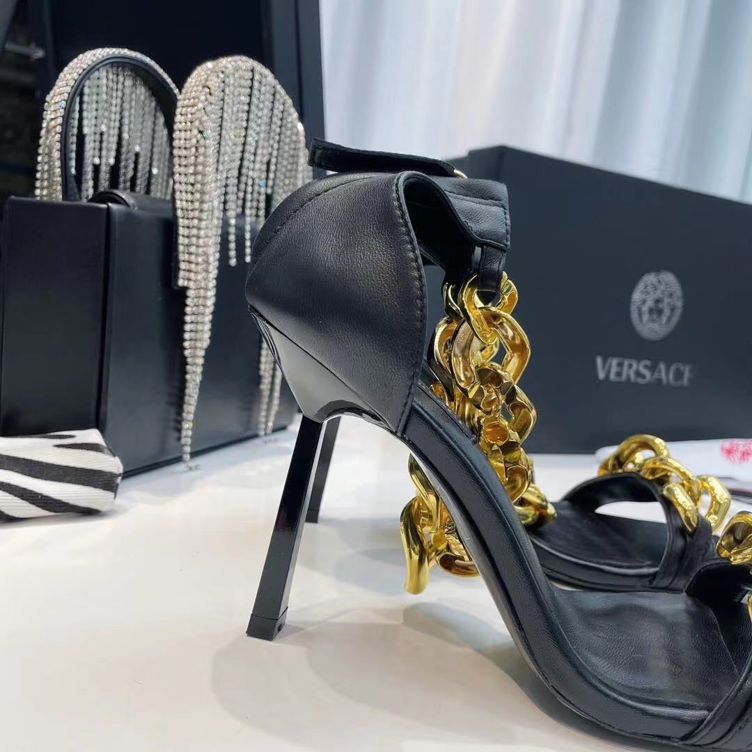 Versace Medusa Chain Nappa Leather Sandals (9.5cm) - FashionPlug