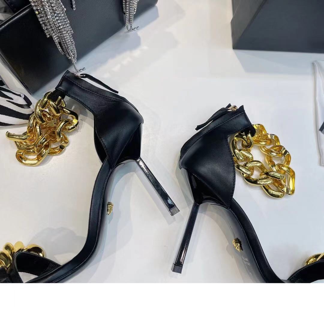 Versace Medusa Chain Nappa Leather Sandals (9.5cm) - FashionPlug