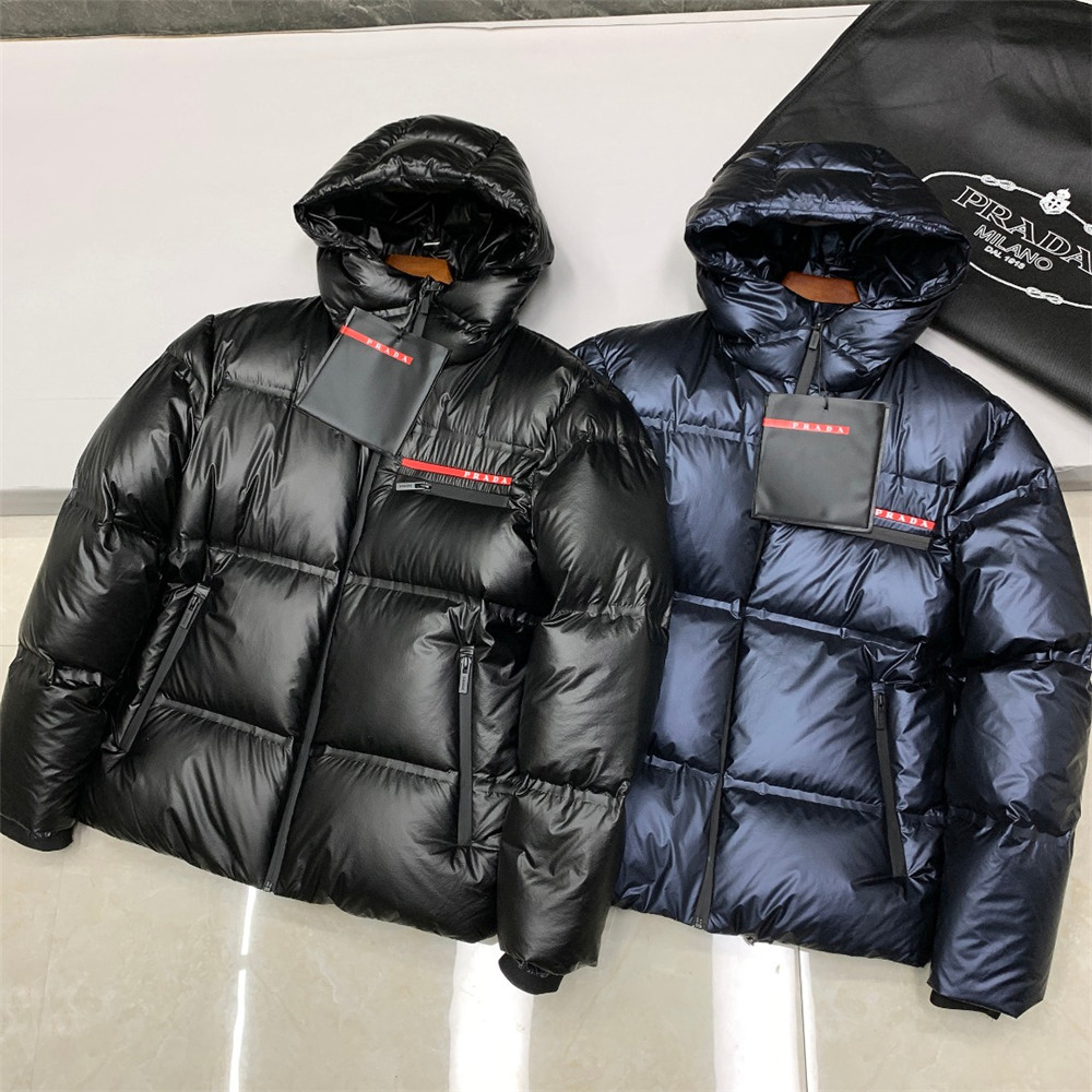 Prada Logo Print Zipper Down Jacket(Inseparable Hat) - FashionPlug