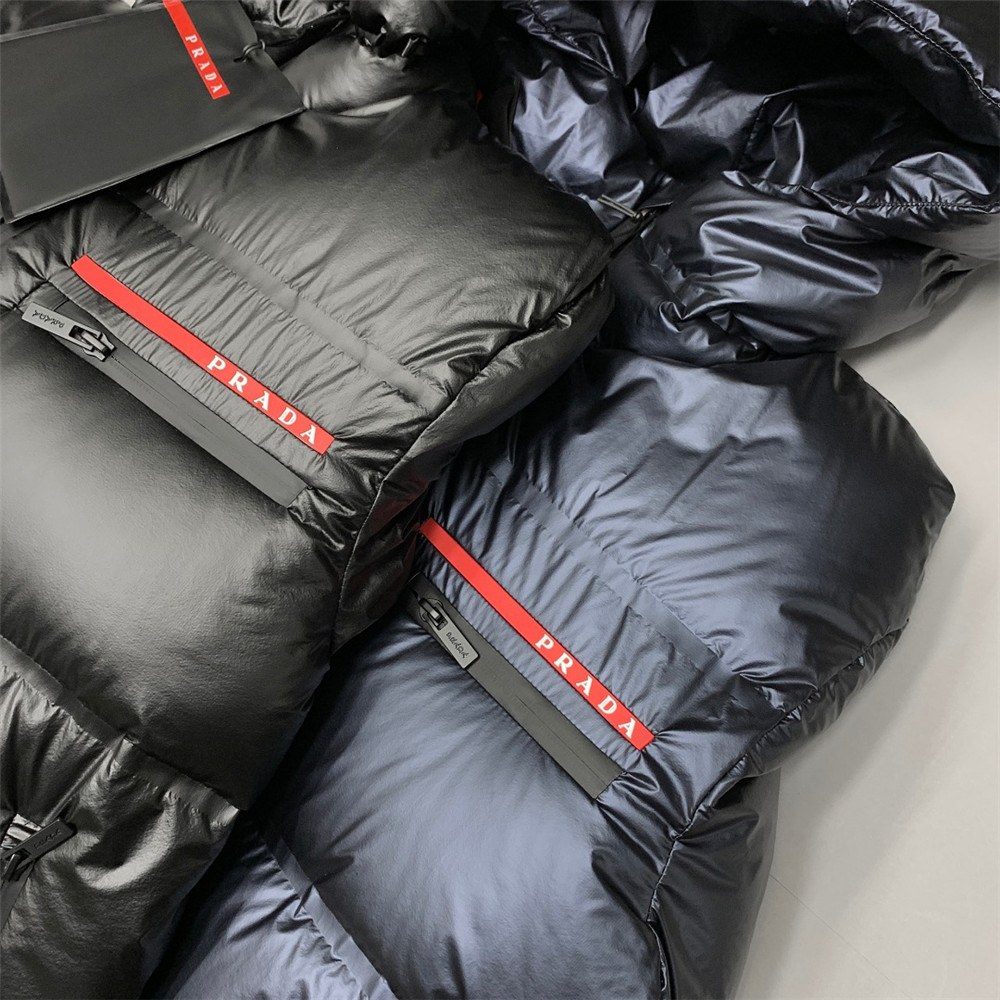 Prada Logo Print Zipper Down Jacket(Inseparable Hat) - FashionPlug