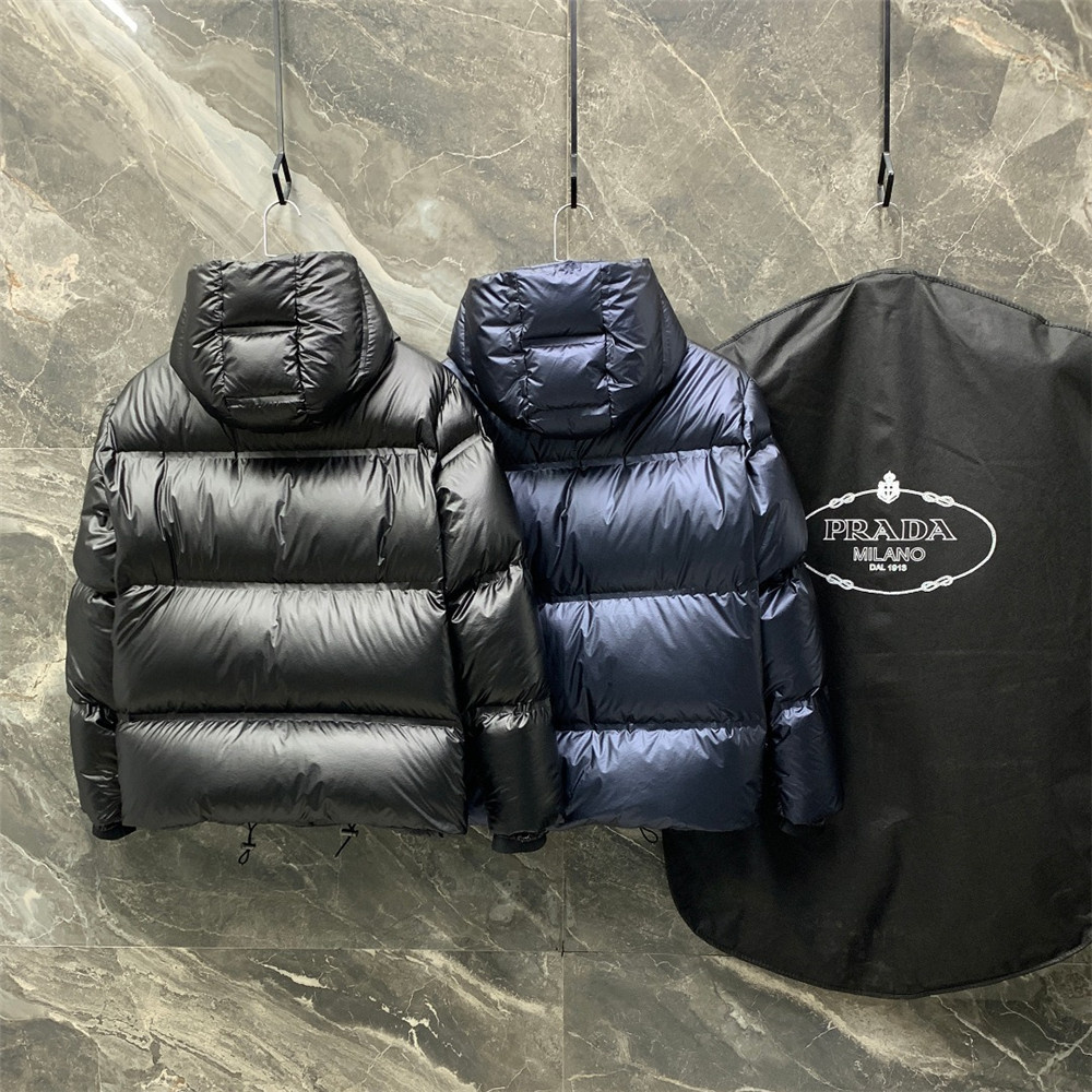 Prada Logo Print Zipper Down Jacket(Inseparable Hat) - FashionPlug