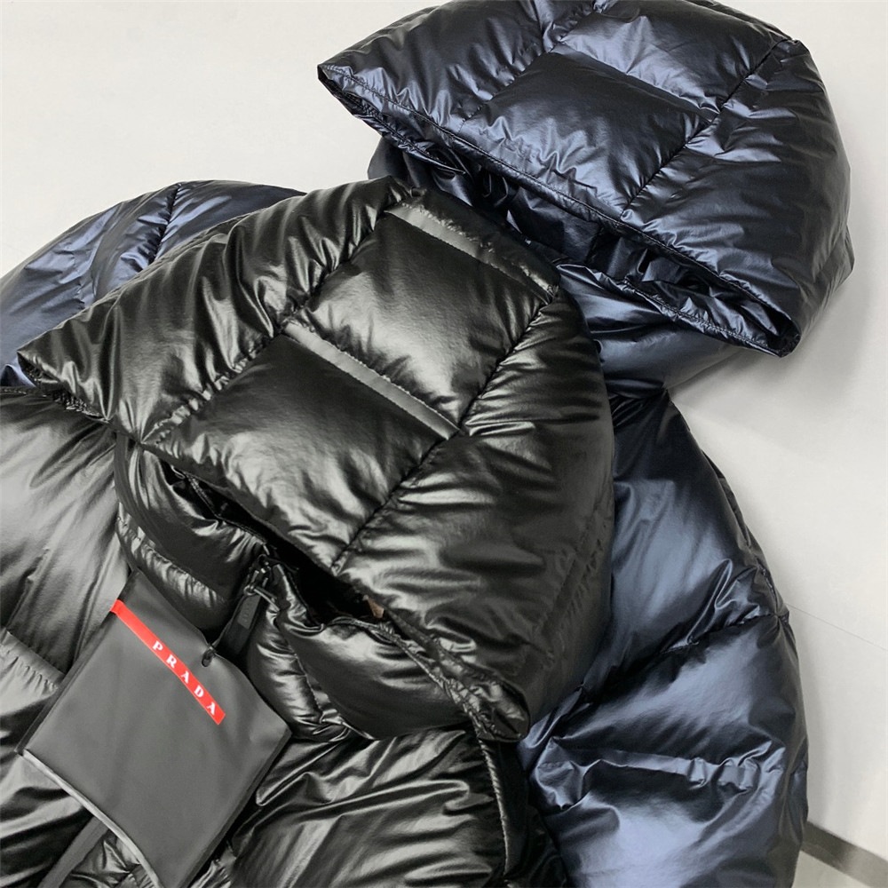 Prada Logo Print Zipper Down Jacket(Inseparable Hat) - FashionPlug