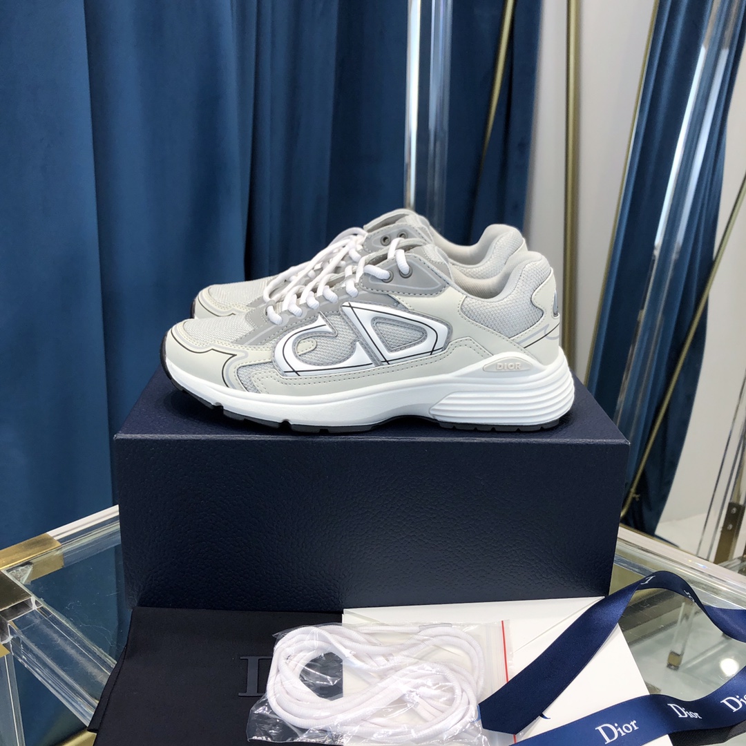 Dior B30 Sneaker Gray Mesh And White Technical Fabric - FashionPlug