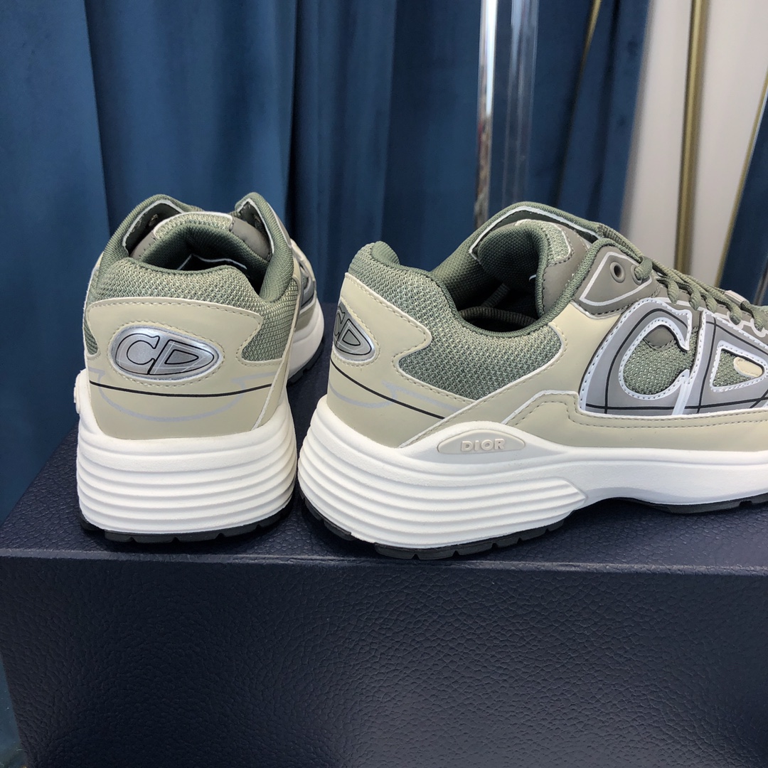 Dior B30 Sneaker Olive Mesh And Cream Technical Fabric - FashionPlug