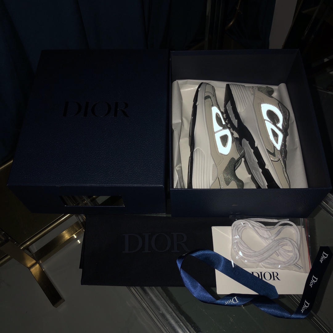 Dior B30 Sneaker Olive Mesh And Cream Technical Fabric - FashionPlug