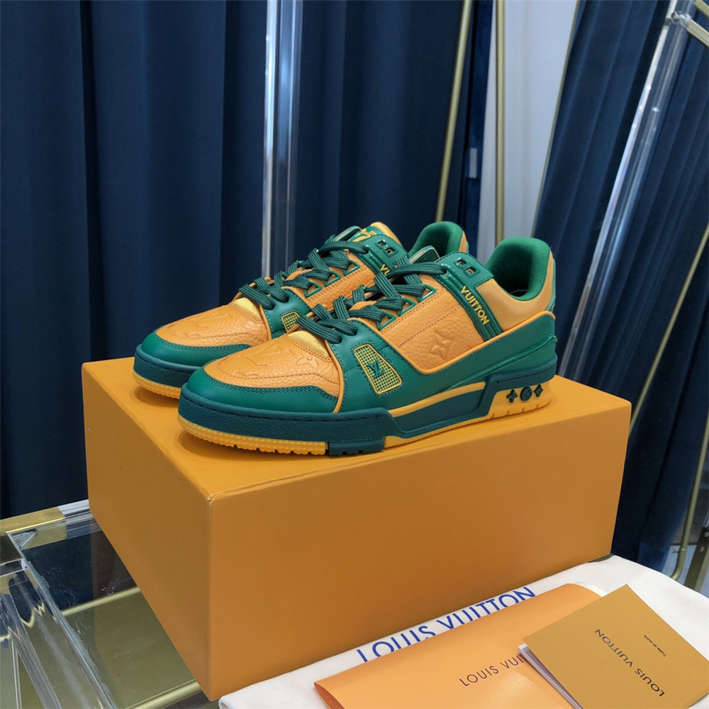 Louis Vuitton Trainer Sneaker In Blue&White - FashionPlug
