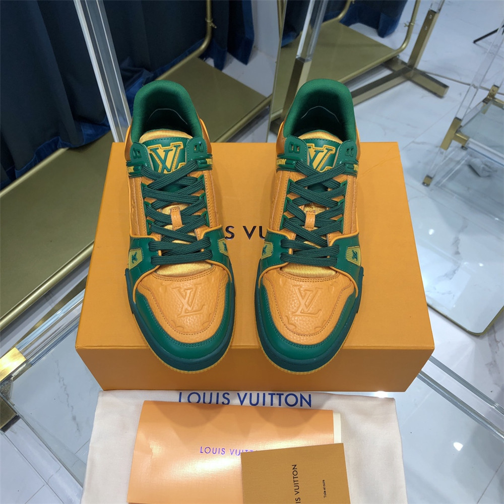 Louis Vuitton Trainer Sneaker In Blue&White - FashionPlug