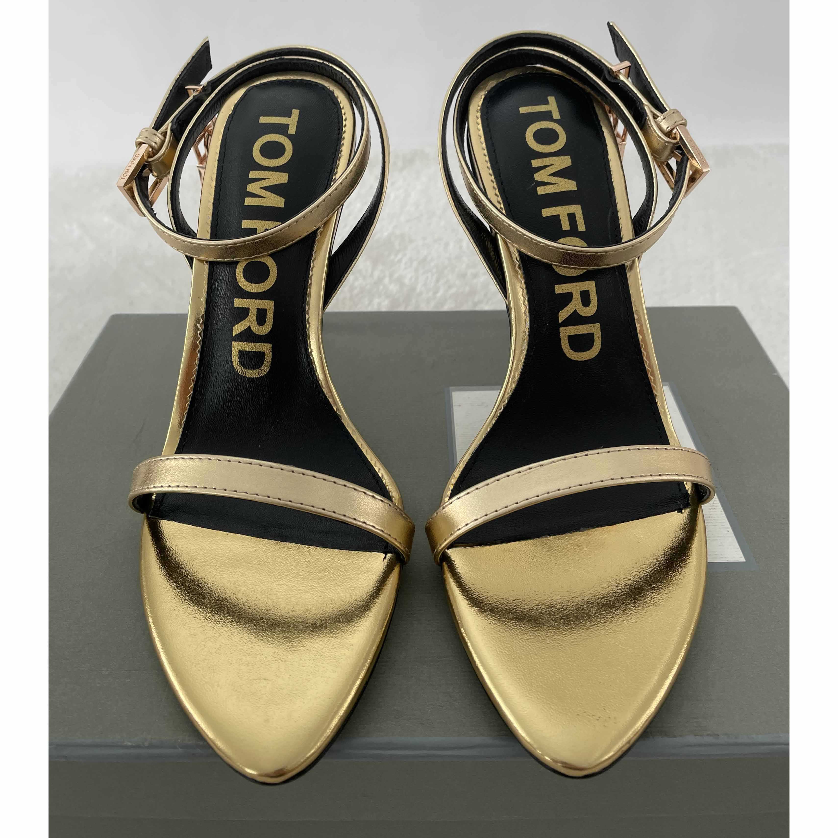 Tom Ford Gold Padlock Sandals - FashionPlug