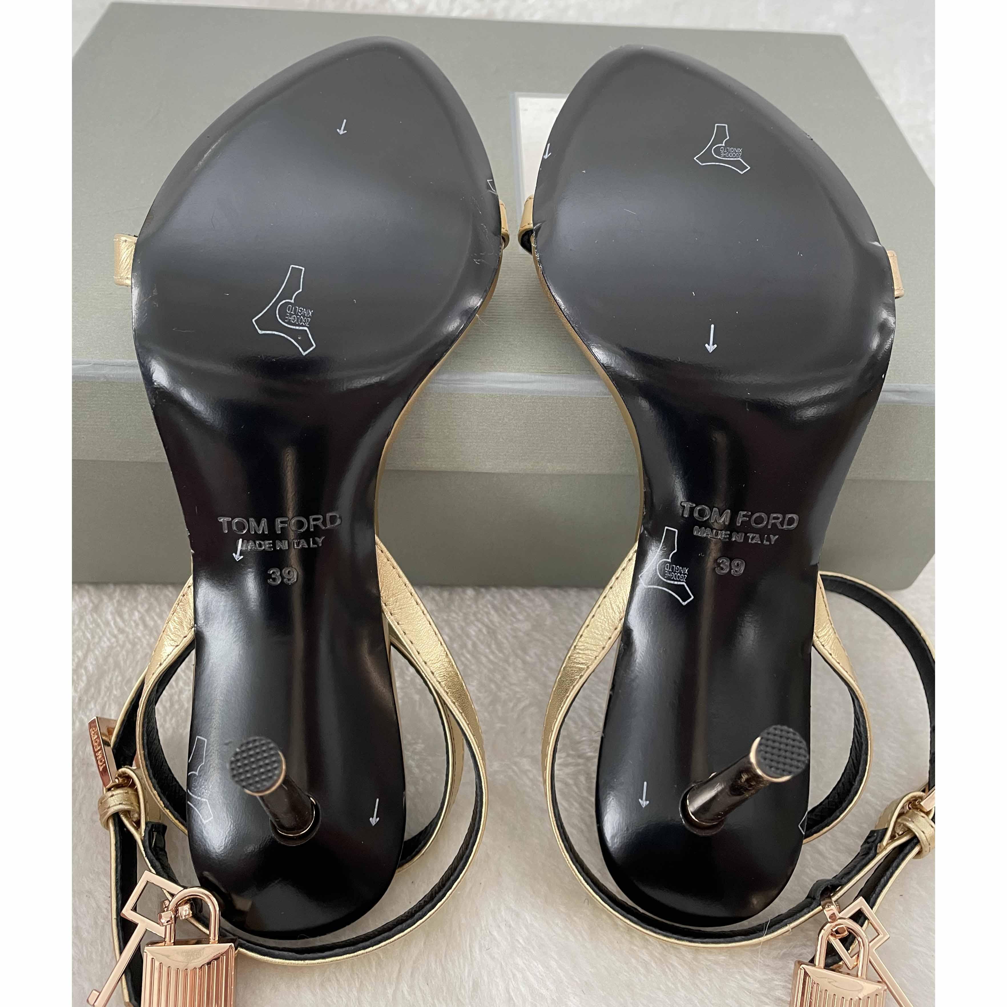 Tom Ford Gold Padlock Sandals - FashionPlug