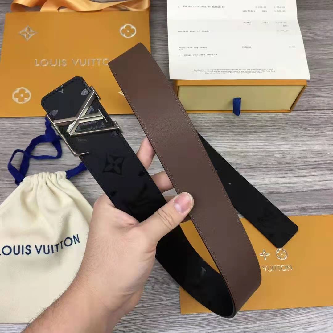 Louis Vuitton Initiales Monogram Eclipse Reversible Belt - FashionPlug
