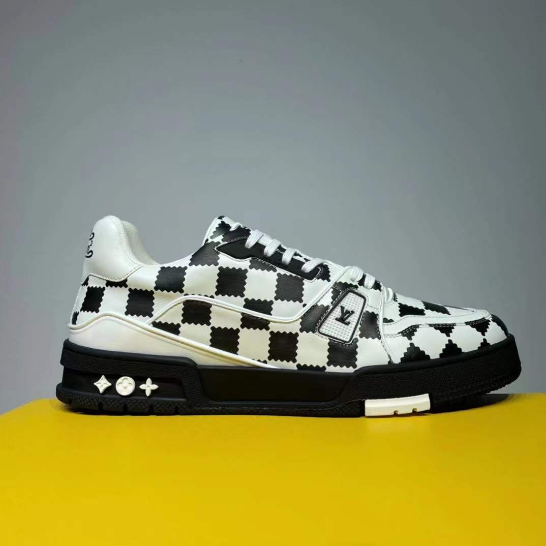 Louis Vuitton Trainer Sneaker Black White Damier - FashionPlug