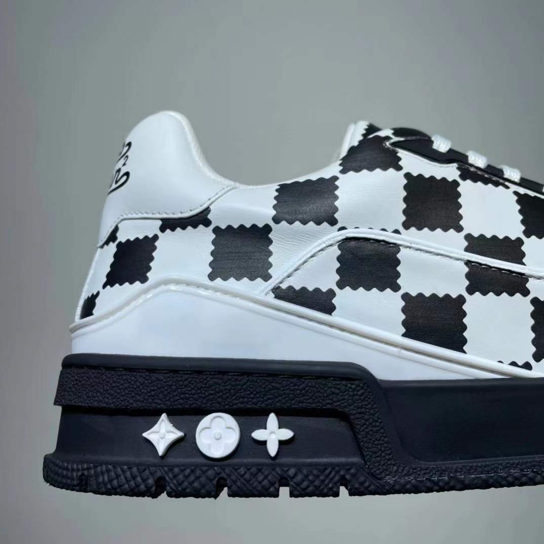 Louis Vuitton Trainer Sneaker Black White Damier - FashionPlug