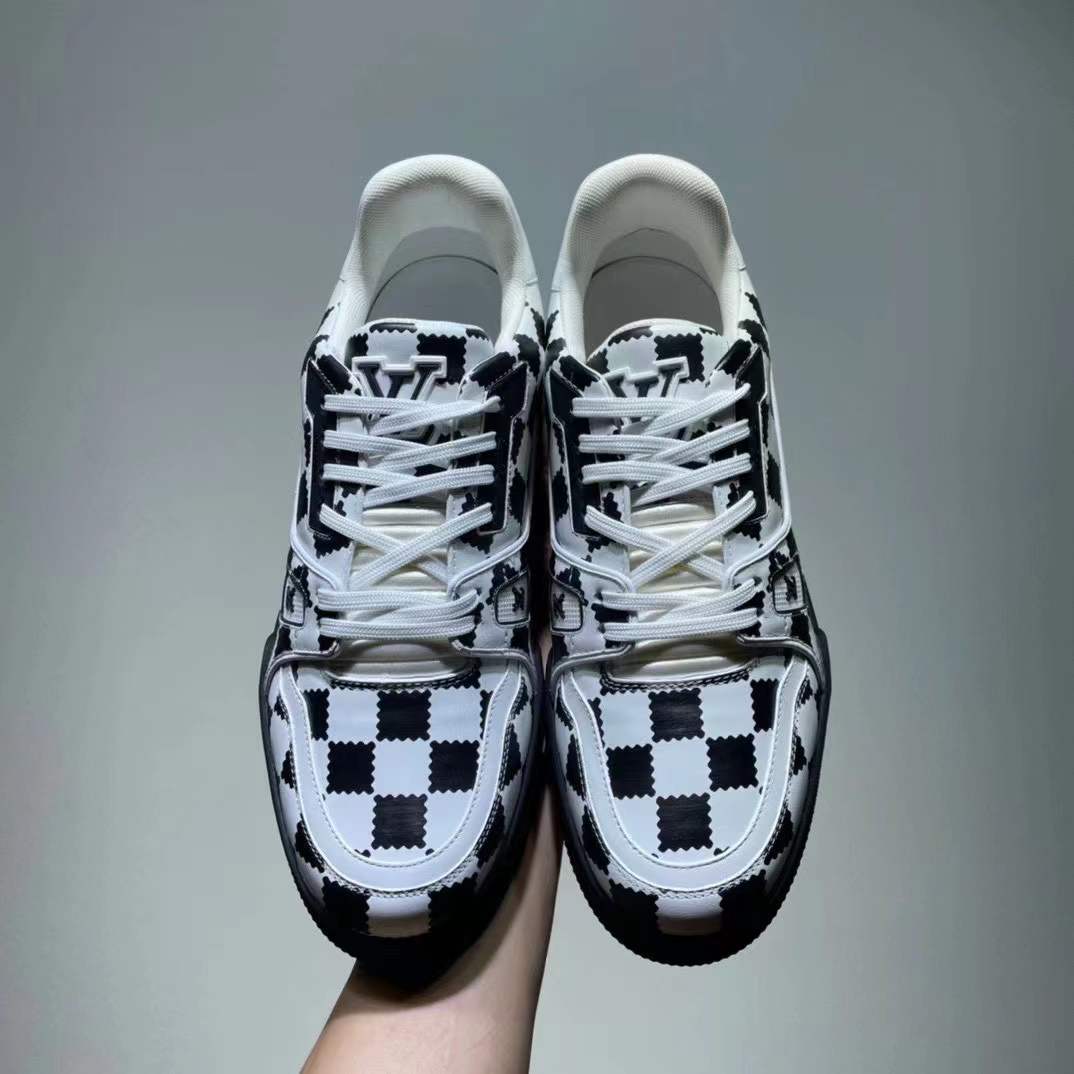 Louis Vuitton Trainer Sneaker Black White Damier - FashionPlug