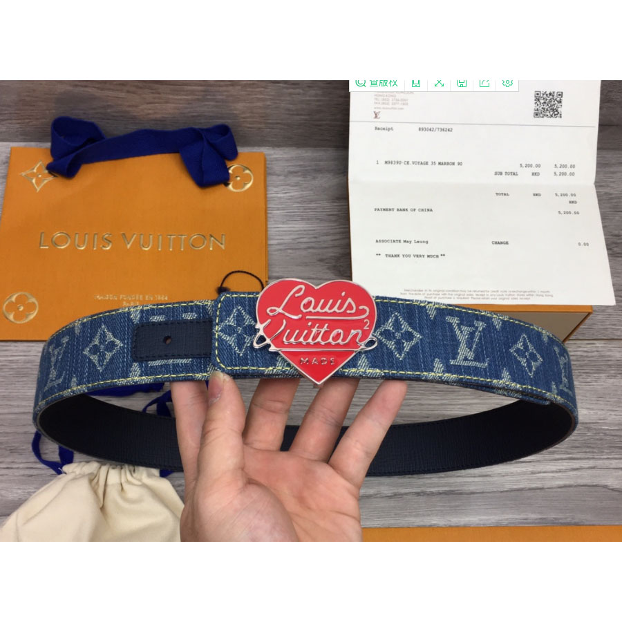 Louis Vuitton Denim 40MM Reversible Belt In Blue - FashionPlug