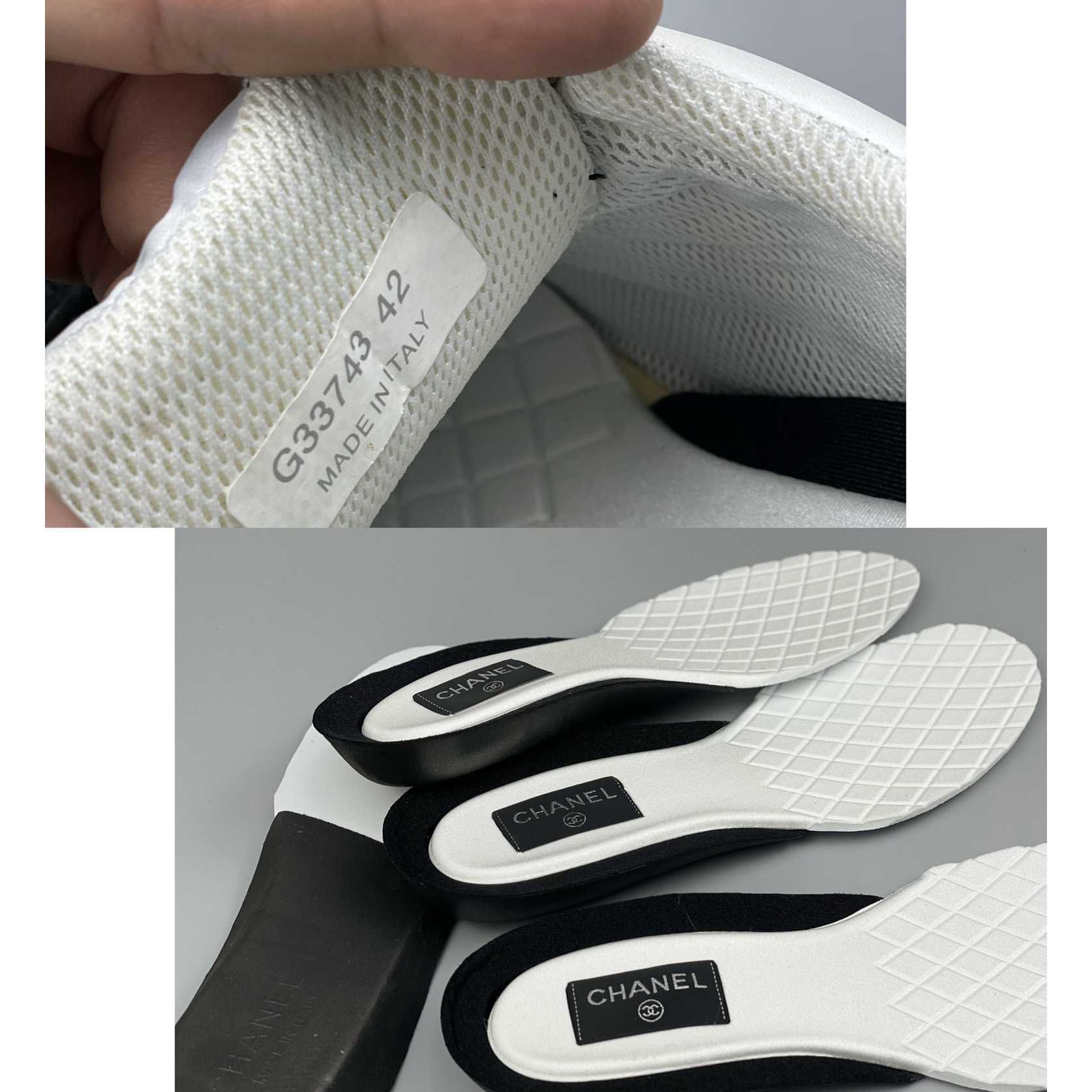 Chanel White Black 22c Leather Calfskin Suede Mesh Cc Logo Trainers Sneakers - FashionPlug