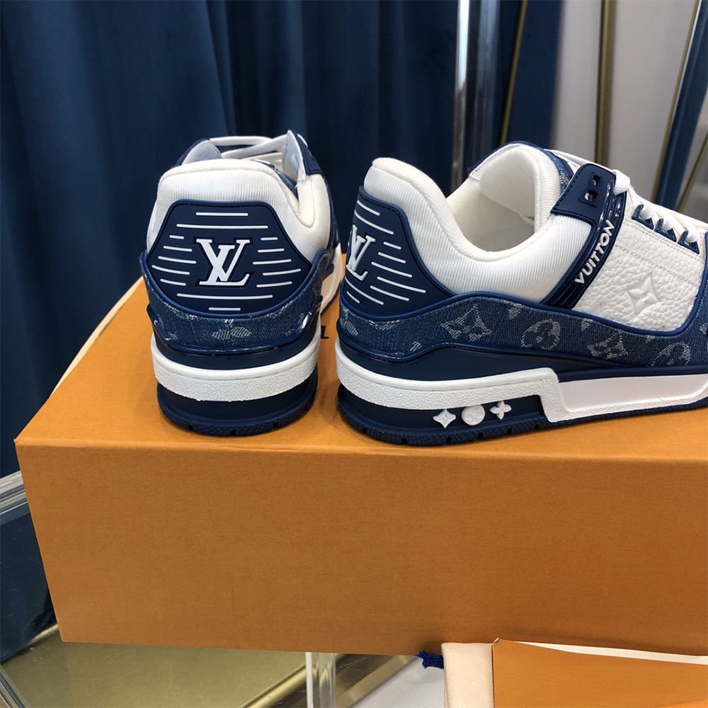 Louis Vuitton Trainer Sneaker  Monogram Denim(upon uk size) - FashionPlug