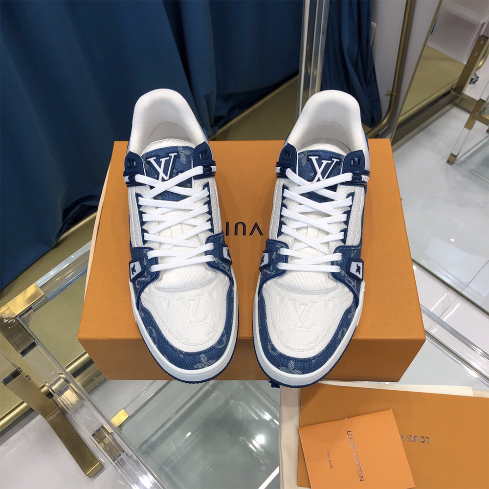 Louis Vuitton Trainer Sneaker  Monogram Denim(upon uk size) - FashionPlug