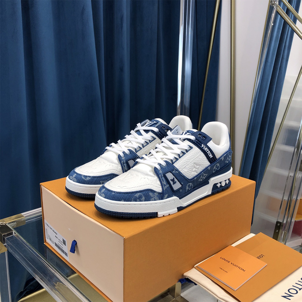 Louis Vuitton Trainer Sneaker  Monogram Denim(upon uk size) - FashionPlug