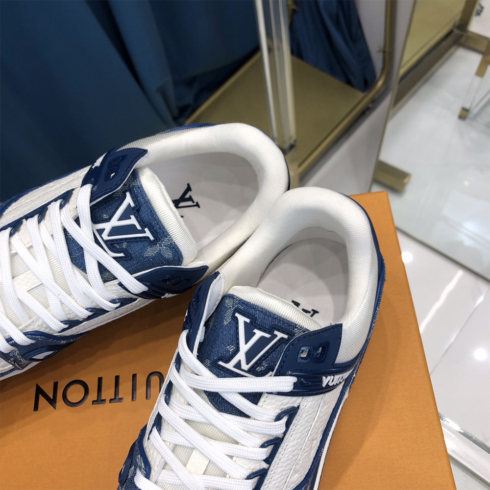 Louis Vuitton Trainer Sneaker  Monogram Denim(upon uk size) - FashionPlug