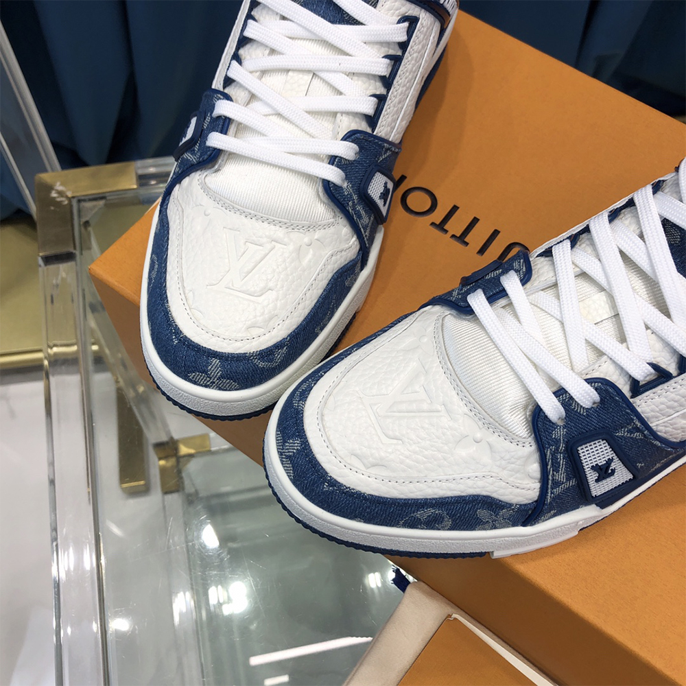 Louis Vuitton Trainer Sneaker  Monogram Denim(upon uk size) - FashionPlug