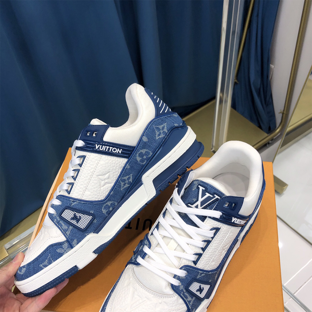 Louis Vuitton Trainer Sneaker  Monogram Denim(upon uk size) - FashionPlug