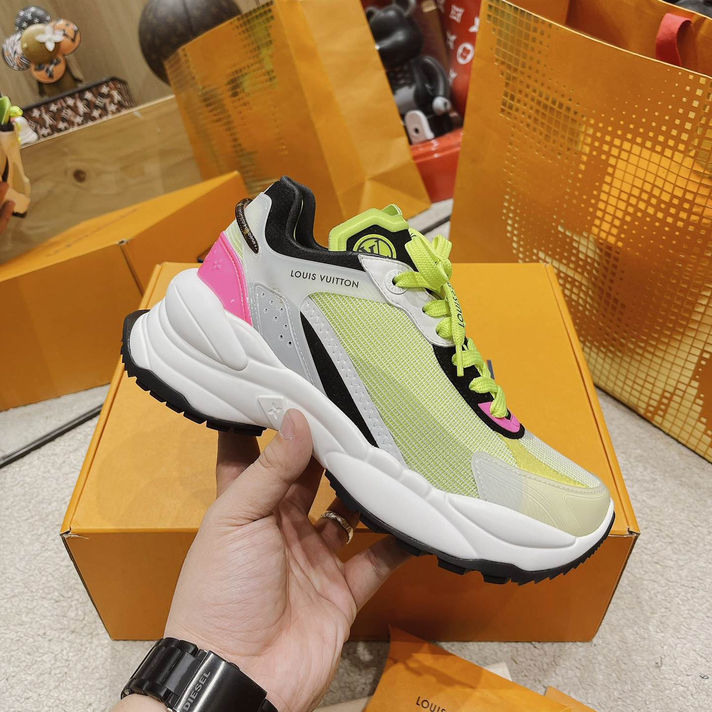 Louis Vuitton Run 55 Sneaker In Green - FashionPlug