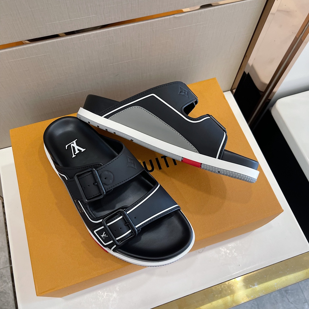 Louis Vuitton Trainer Mule In Black & Grey - FashionPlug