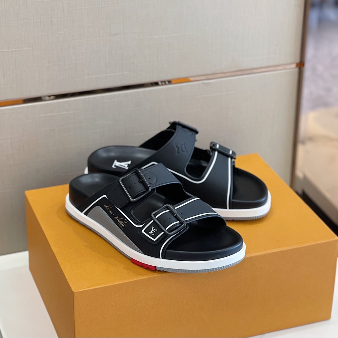 Louis Vuitton Trainer Mule In Black & Grey - FashionPlug