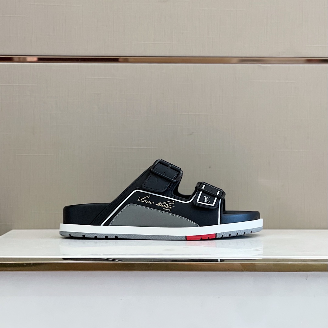 Louis Vuitton Trainer Mule In Black & Grey - FashionPlug