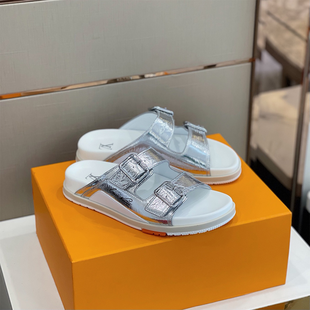 Louis Vuitton Trainer Mule In Silver - FashionPlug