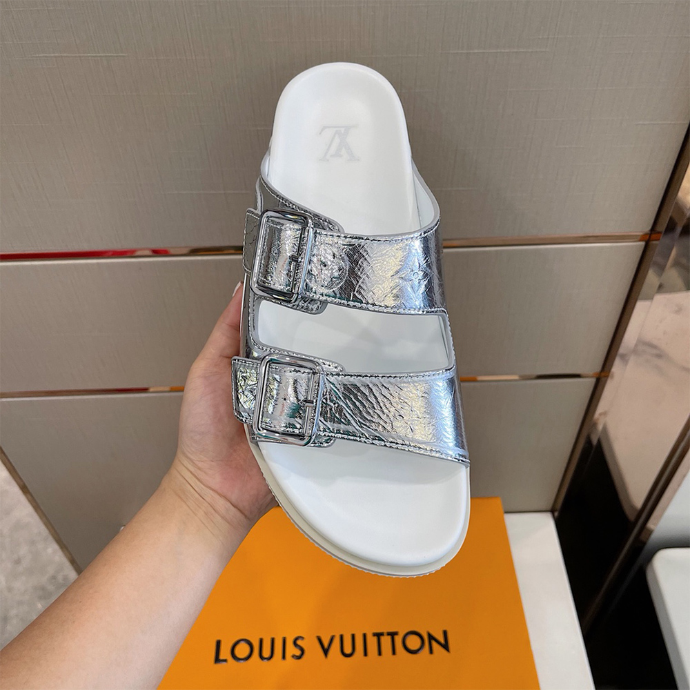 Louis Vuitton Trainer Mule In Silver - FashionPlug