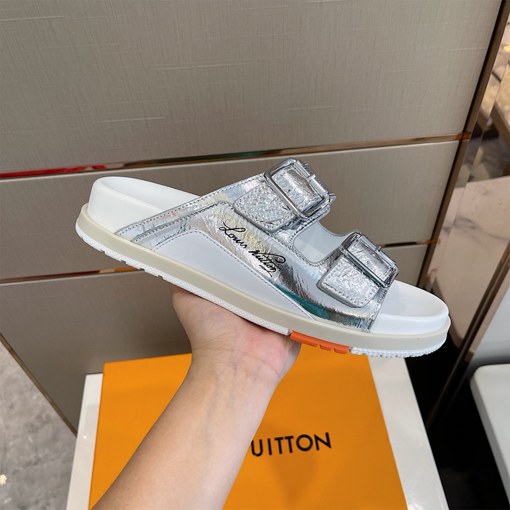 Louis Vuitton Trainer Mule In Silver - FashionPlug