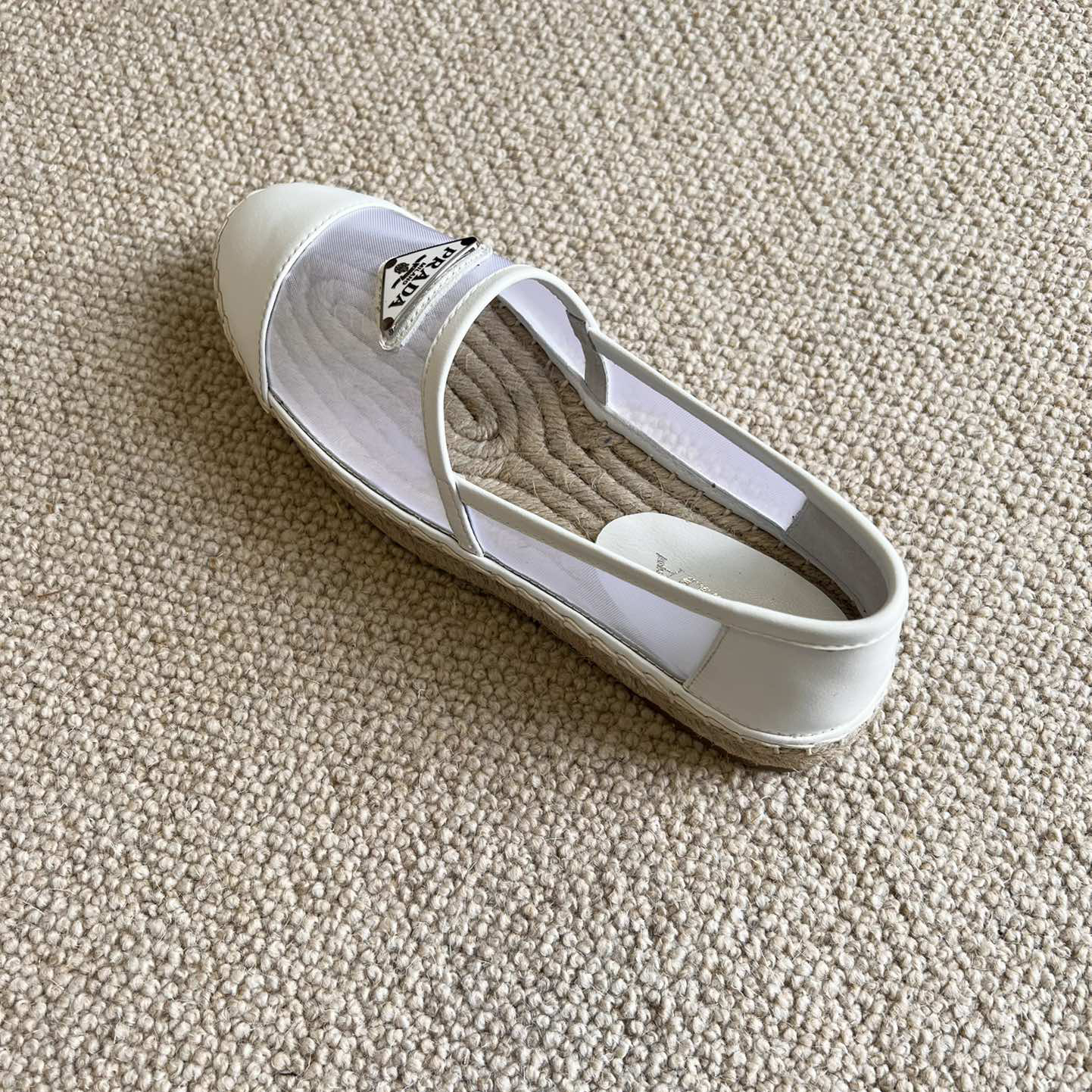 Prada  Logo  Woman White Loafers - FashionPlug
