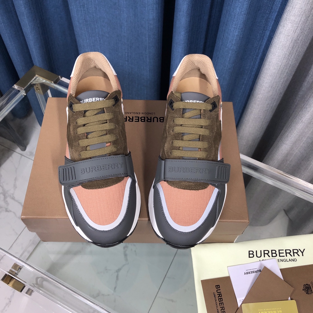 Burberry Check Cotton Canvas And Leather Sneakers - FashionPlug