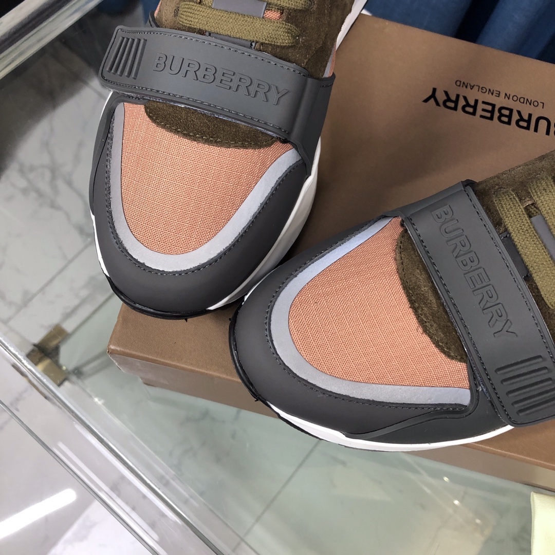 Burberry Check Cotton Canvas And Leather Sneakers - FashionPlug